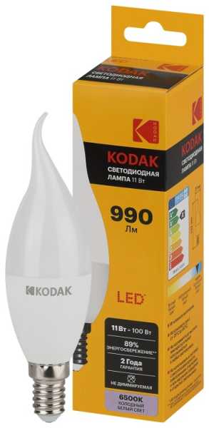 Лампочка светодиодная LED KODAK BXS-11W-865-E14 E14 / Е14 11Вт свеча на ветру холодный дневной свет Б0057637