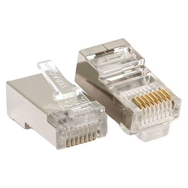 Коннектор RJ-45 TERACOM PRO экранированный 8P8C 30мкд Cat.5E универсальный (упак.20шт)