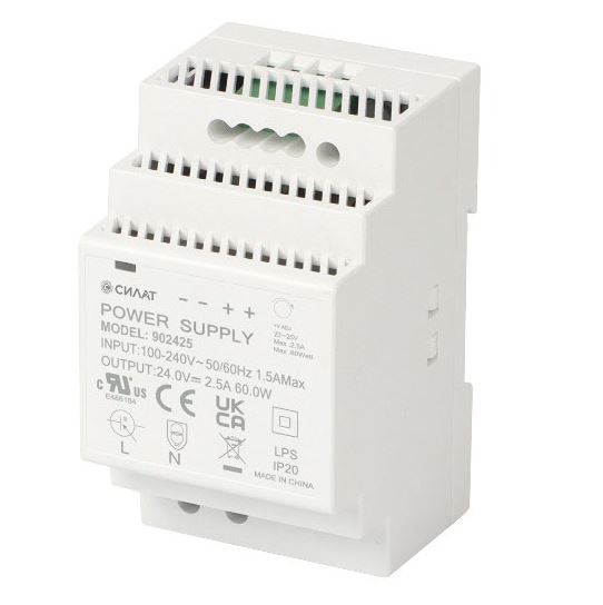 Блок питания на DIN-рейку, 60W, 2.5A, 24V / 90-264VAC