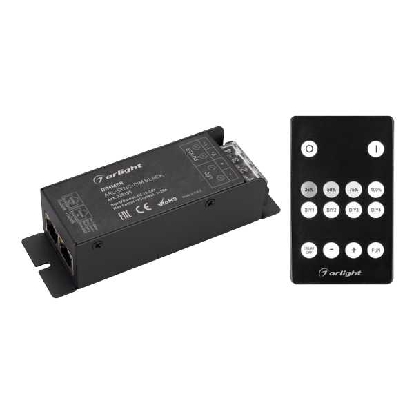 Диммер ARL-SYNC-DIM Black (12-24V, 1x25A, ПДУ 14кн, RF, RJ45) 035135