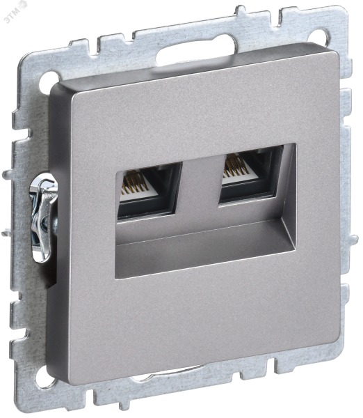 BRITE Розетка компьютерная двойная RJ45 кат.5E РК10-2-БрС сталь BR-K20-1-K46