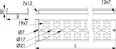 Лоток перфорированный 150х50х3000мм 1.5 мм горячеоцинкованный 3526315HDZ