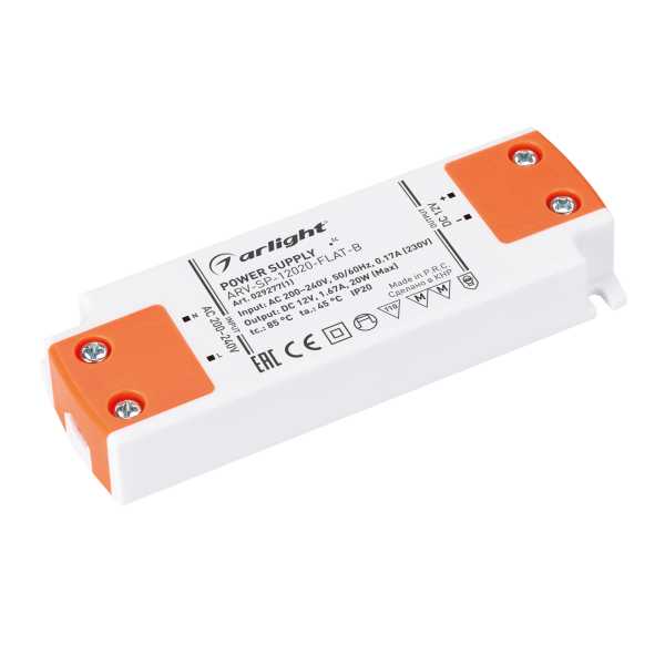 Блок питания ARV-SP-12020-FLAT-B (12V, 1.67A, 20W) 029277(1)