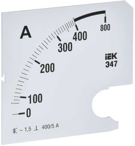 Шкала сменная для амперметра Э47 400/5А-1.5 96х96мм IPA20D-SC-0400