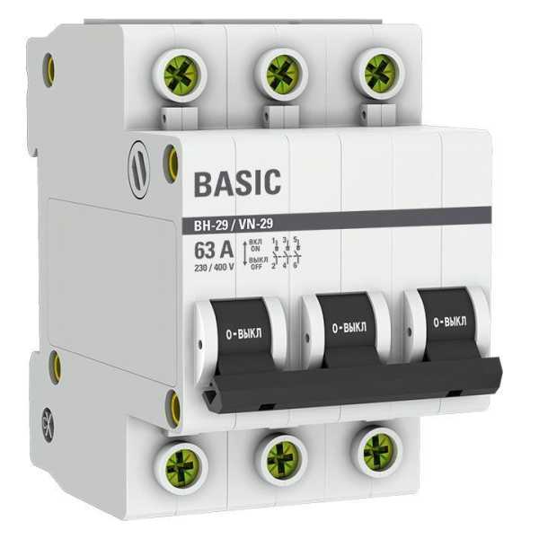 Выключатель нагрузки 3п 63А ВН-29 Basic SL29-3-63-bas