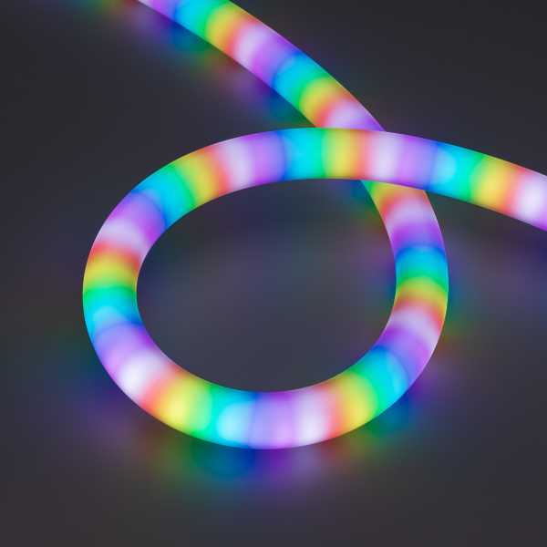 Лента герметичная SPI MOONLIGHT-BLACK-SIDE-G180-D25mm 12V RGB-PX2 (21.6 W/m, IP65, 5m, wire x1) 044974