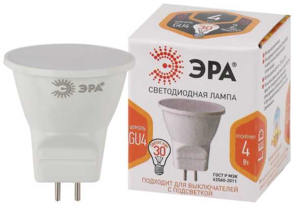 Лампочка светодиодная STD LED MR11-4W-827-GU4 GU4 4Вт софит теплый белый свет Б0049065