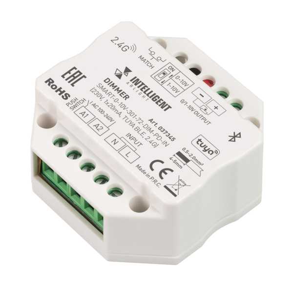 INTELLIGENT ARLIGHT Диммер SMART-0-10V-301-72-DIM-PD-IN (230V, 1x20mA, ZB, 2.4G) 037347