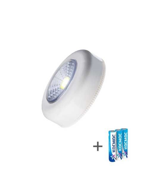 Фонарь-подсветка 1Вт COB LED 3xAAA (R03) корпус ABS-пластик бел. самокл. поверхность в комплекте двустор. скотч KOC305B