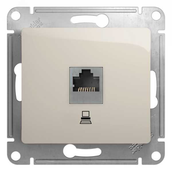 GLOSSA розетка компьютерная RJ45 кат.5E механизм молочный GSL000981K