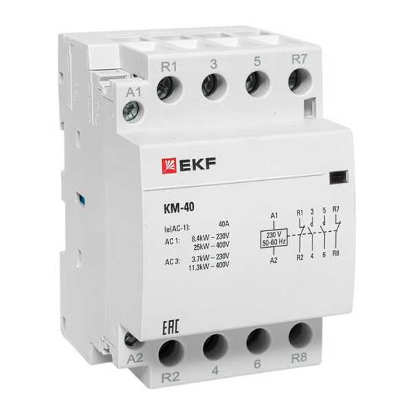 Контактор модульный КМ 40А 2NО+2NC (3 мод.) PROxima km-3-40-22