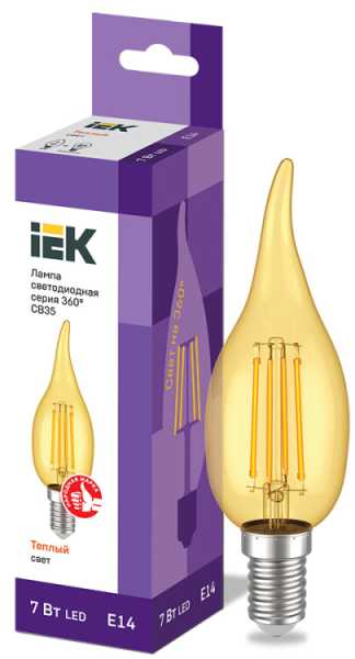 ЛАМПА LED CB35 СВ.Н/В ЗОЛ. 7ВТ 230В 2700К E14 СЕРИЯ 360° LLF-CB35-7-230-30-E14-CLG