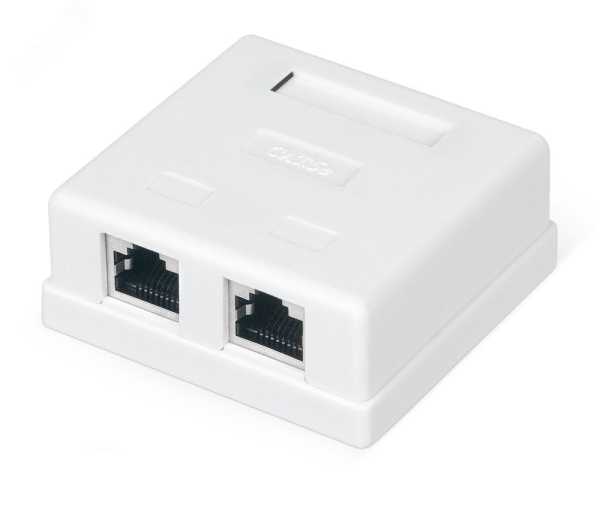 Розетка компьютерная 2-м ОП WR-WS-8P8C-C5E-SH-2 RJ45 кат.5E экранир. Dual IDC бел. 505218