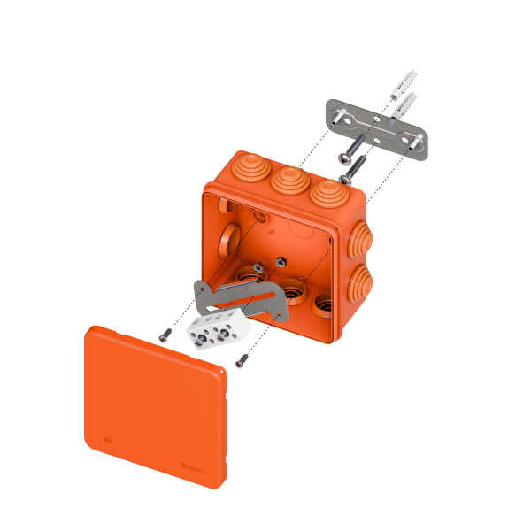 Коробка огнестойкая E45 100х100х50мм с клеммниками 4 полюса 0,5-6мм2 IP55 HF EKF plc-kmfr-100-406
