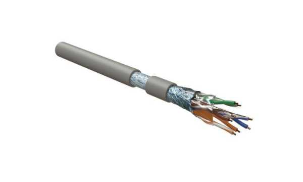 Кабель витая пара F/UTP кат.5E 4х2х24AWG solid LSZH FUTP4-C5E-S24-IN-LSZH-GY-305 сер. (уп.305м) 45788