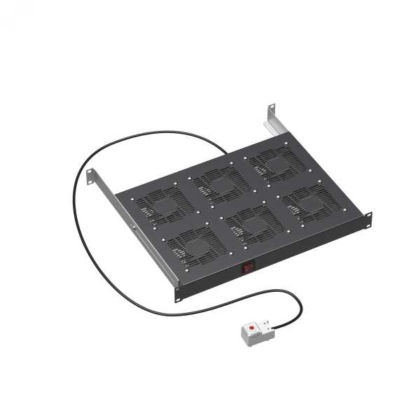 19" Вентиляторный модуль 6 вентиляторов с термостатом для 19" IT-корпусов ДКС серии STI/CQE, RAL9005 R519VSIT6FTB 19" Вентиляторный модуль 6 вентиляторов с термостатом для 19" IT-корпусов ДКС серии STI/CQE, RAL9005 R519VSIT6FTB