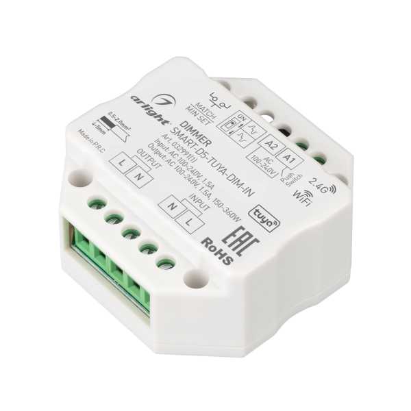 Диммер SMART-D5-TUYA-DIM-IN (230V, 1.5A, TRIAC, WiFi, 2.4G) 032991(1)