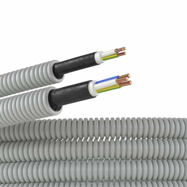 Электротруба ПВХ гибкая гофр. д.16мм, цвет серый, с кабелем ВВГнг(А)-LS 3х1,5мм РЭК "ГОСТ+", 25м 9L91625
