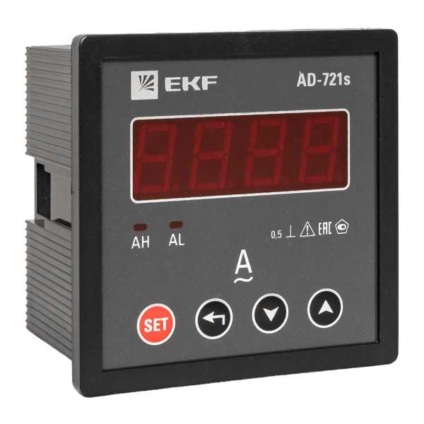 Амперметр AD-721s цифровой на панель 72x72 (квадратный вырез) однофазный в коротком корпусе EKF PROxima AD-721s Амперметр AD-721s цифровой на панель 72x72 (квадратный вырез) однофазный в коротком корпусе EKF PROxima AD-721s