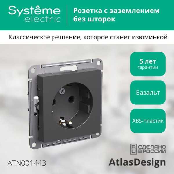 Розетка AtlasDesign 16А с заземл. механизм базальт SE ATN001443