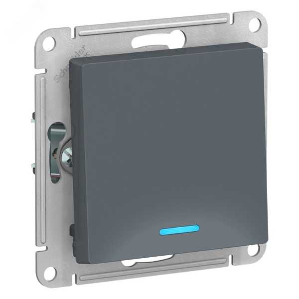 Выключатель 1-кл. СП AtlasDesign 10А IP20 (сх. 1а) 10AX с подсветкой механизм грифель SE ATN000713