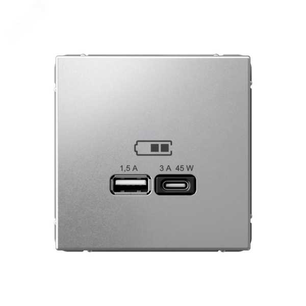 ARTGALLERY USB розетка A + тип-C 45Вт высокоскор.заряд. QC, PD, механизм, алюминий GAL000329