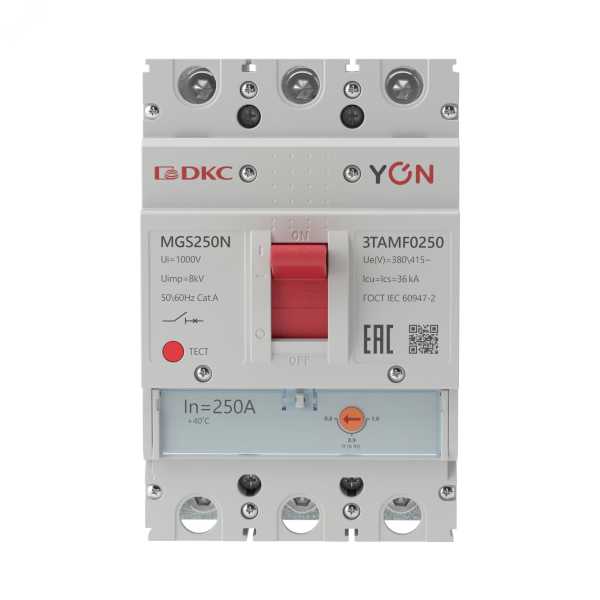 Выключатель автоматический в литом корпусе YON YON MGS250 3P 200-250А 36кА YON MGS250N-3TAMF0250