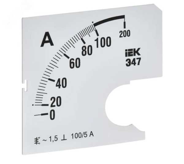 Шкала сменная для амперметра Э47 100/5А-1.5 72х72мм IPA10D-SC-0100
