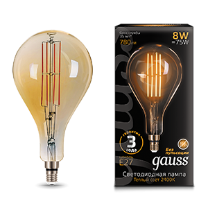 Лампа LED Vintage Filament A160 8W E27 160*300mm Golden 780lm 2400K 1/6 149802008