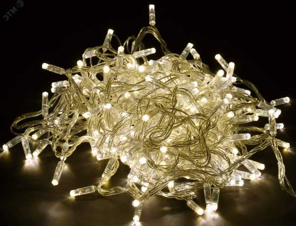 Гирлянда &amp;amp;quot;Нить&amp;amp;quot; 20м 200LED тепл. бел. IP44 провод прозр. 230В с контроллером 8 режимов LGDU111-1-200-20-T-S-44