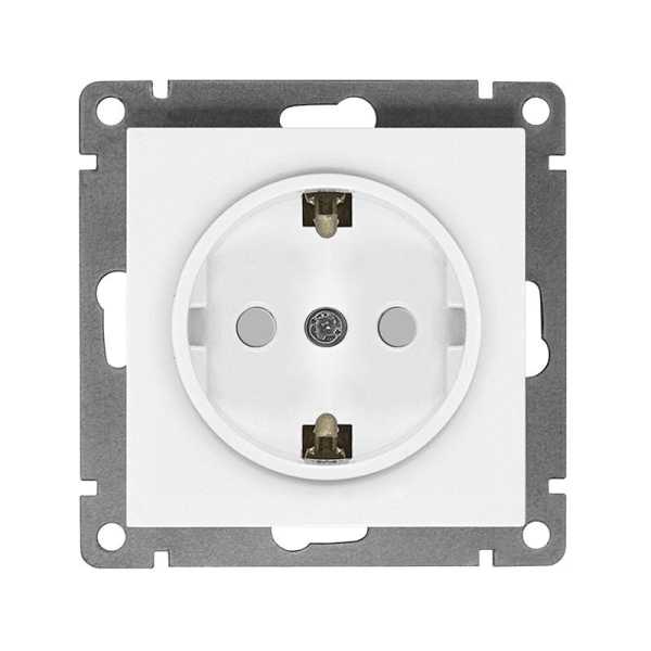 Розетка 1-м СП Афина 16А IP20 с заземл. защ. шторки механизм бел. A0049