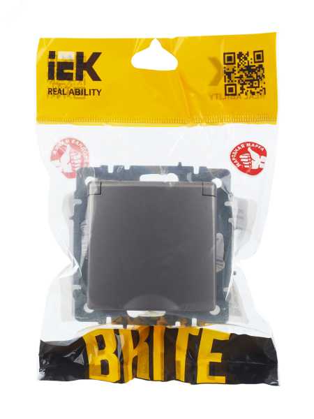 Розетка BRITE РСбш10-3-44-БрС 16А IP44 с заземл. защ. шторки с крышкой сталь BR-R16-16-44-K46