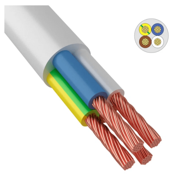 Провод ПВС 4х6 ГОСТ на катушке (50м), белый SQ0118-0413