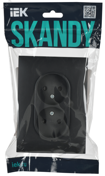 SKANDY Розетка 2-местная без заземления с защитными шторками 10А в сборе SK-R09G графит IEK SK-R23-10-K53-F