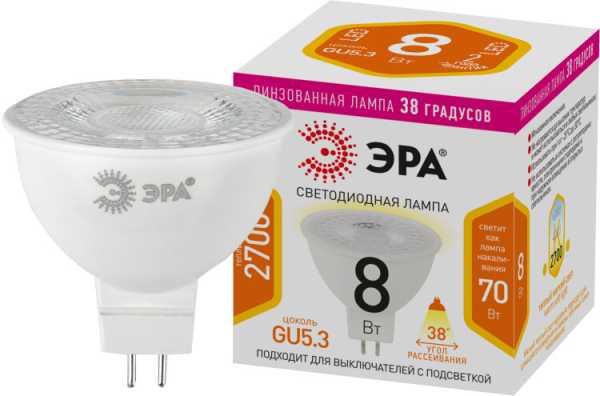 Лампа светодиодная STD LED Lense MR16-8W-827-GU5.3 8Вт MR16 софит 2700К тепл. бел. GU5.3 650лм 170-265В линзованная Б0054938