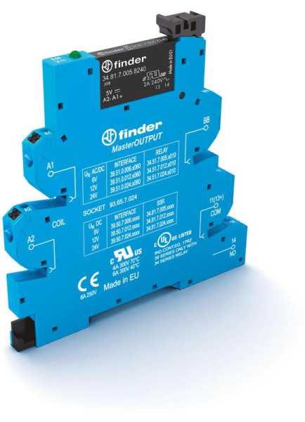Модуль интерфейсный (сборка 34.81.7.024.9024 + 93.65.7.024) твердотельное реле MasterOUTPUT выход 6А (24В DC) 24В DC IP20 безвинт. клеммы Push-in 395070249024