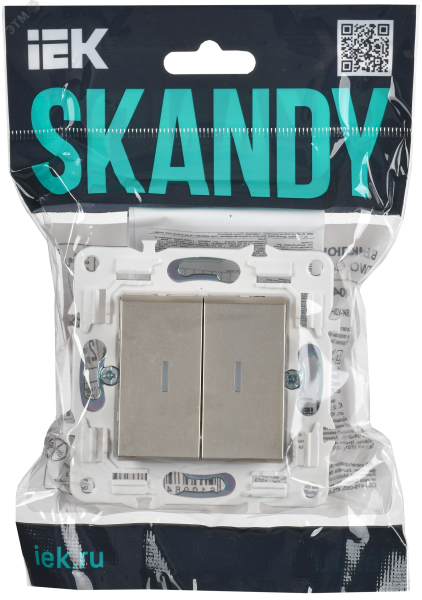 SKANDY Выключатель 2-клавишный проходной с индикацией 10А SK-V10Sh шампань IEK SK-V22-1-10-K37