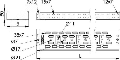 DKC Лоток перфорированный 400х80 L 2000