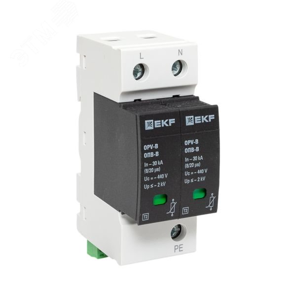 Ограничитель импульсных напряжений ОПВ-B/2P In 30кА 440В с сигн. PROxima opv-b2