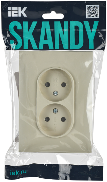 SKANDY Розетка 2-местная без заземления с защитными шторками 10А в сборе SK-R09B бежевый IEK SK-R23-10-K10-F