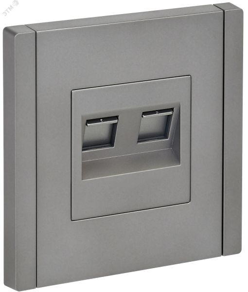 FORTE&PIANO Розетка двойная RJ11+RJ45 кат.5E FP535 сталь IEK FP-KT20-O-1-K46
