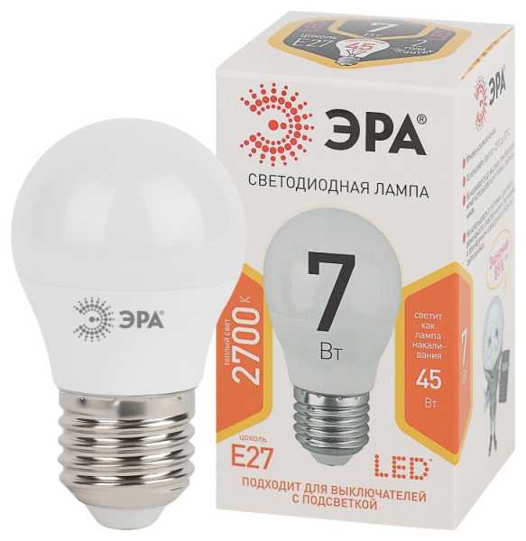 Лампочка светодиодная STD LED P45-7W-827-E27 E27 / Е27 7Вт шар теплый белый свет Б0020550