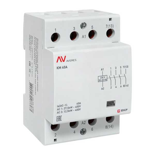Контактор модульный КМ 40А 4NO 230VAC (3 мод.) AVERES EKF