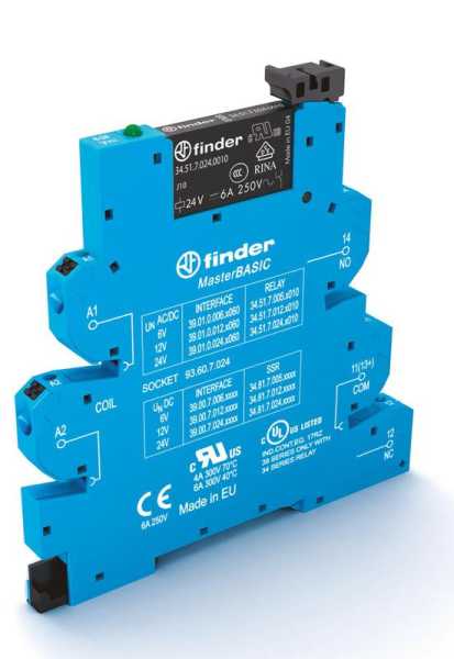 Модуль интерфейсный (сборка 34.51.7.024.0010 + 93.60.7.024) электромеханич. реле MasterBASIC 1CO 6А 24В AC/DC IP20 безвинт. клеммы Push-in 390100240060