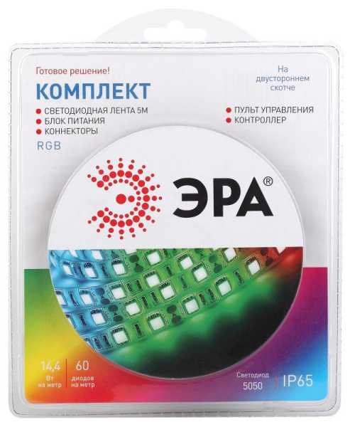 ЭРА Комплект светодиодной ленты 5050kit-14,4-60-12-IP65-RGB-5m (50/600)(кр.1шт)