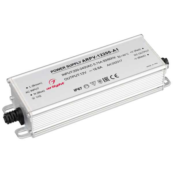 Блок питания ARPV-12200-A1 (12V, 16.6A, 200W) 032317