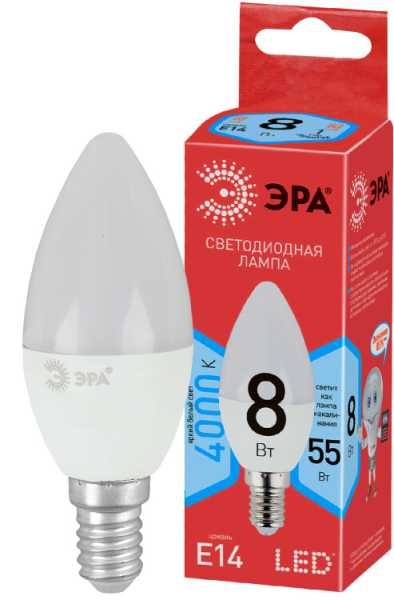 Лампочка светодиодная RED LINE ECO LED B35-8W-840-E14 Е14 / E14 8Вт свеча нейтральный белый свет Б0030019