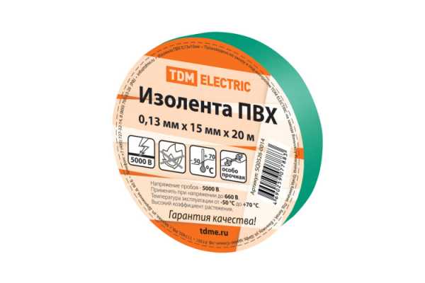 Изолента ПВХ 0,13*15мм Зеленая 20м SQ0526-0014