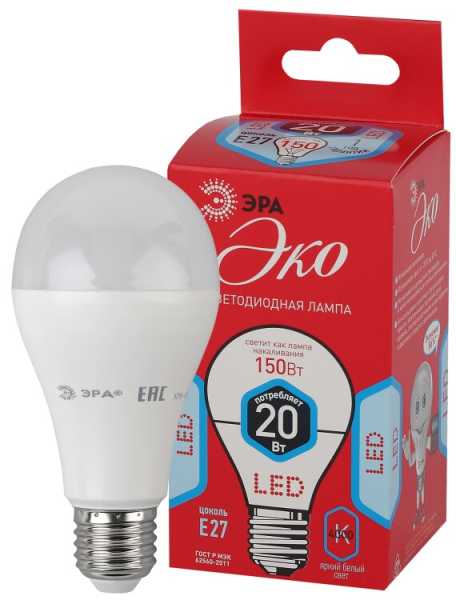 Лампы СВЕТОДИОДНЫЕ ЭКО ECO LED A65-20W-840-E27 (диод, груша, 20Вт, нейтр, E27) Б0031710