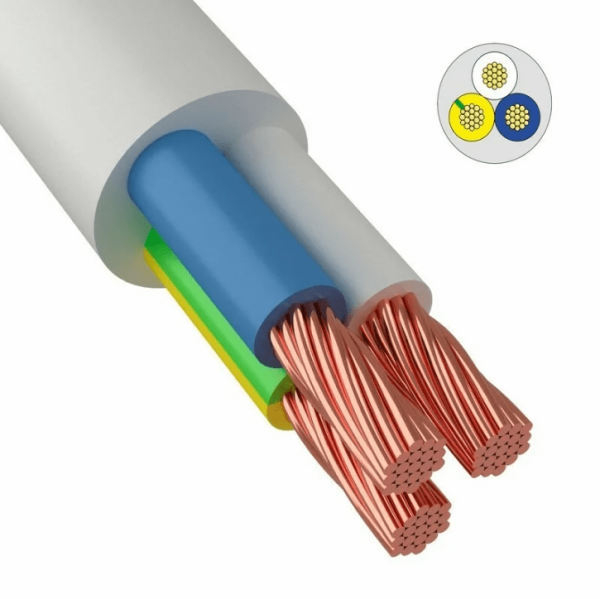 Провод ПВС 3х6 ГОСТ на катушке (50м), белый SQ0118-0406
